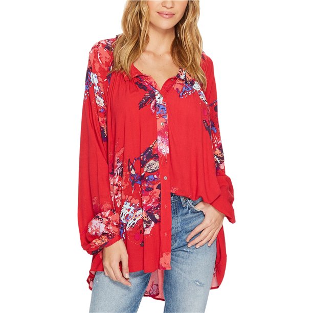 Free People Womens Meadow Lark Túnica Blusa, Rojo, Mediano Free People Sayo