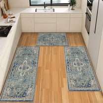 IsecretJoy Non Slip Kitchen Rugs Sets of 3, Washable Kitchen Mats for Floor Waterproof & Stain Resistant Runner Rug for Kitchen, Laundry Room, Hallway