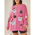 thumbnail image 4 of Sudadera navideña con parches brillantes para mujer, jerseys de cuello redondo y manga larga con estampado de Papá Noel y lentejuelas, blusas de gran tamaño, ropa de calle, 4 of 4