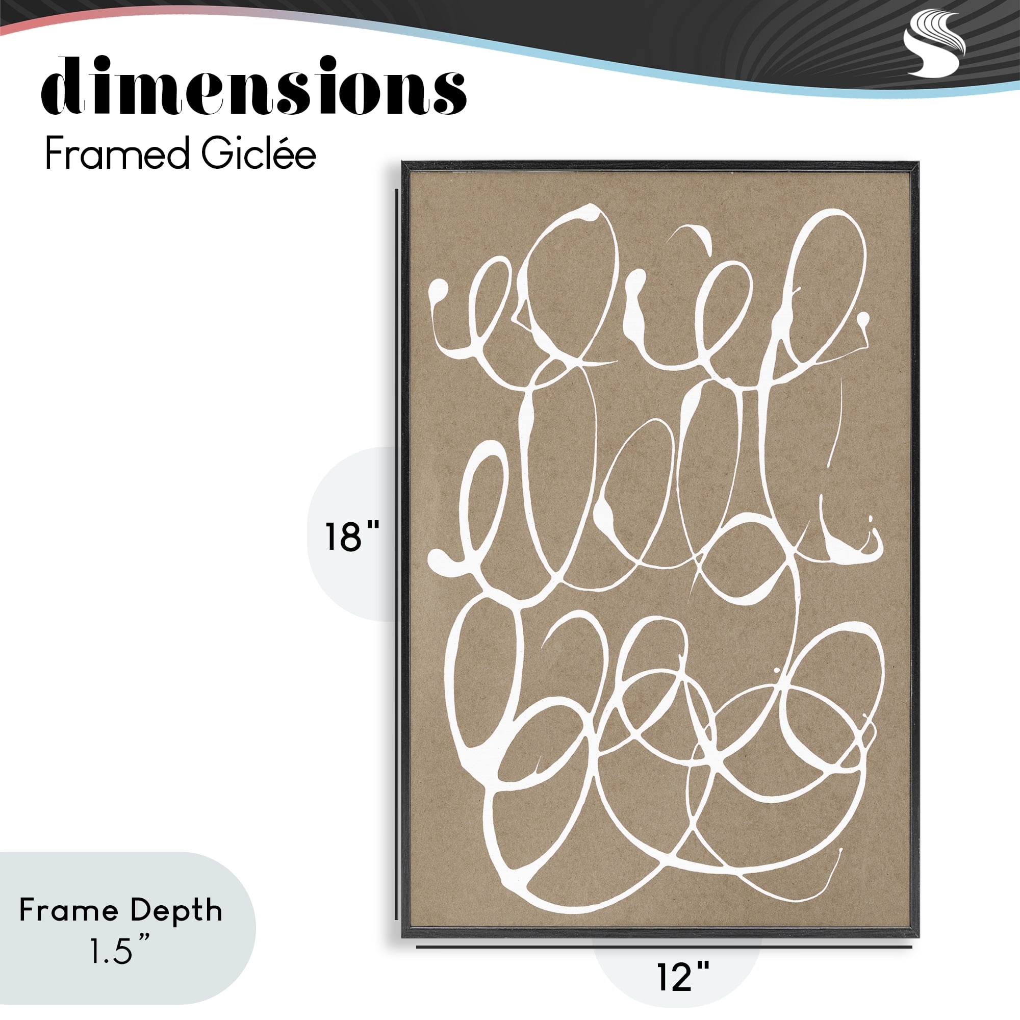 Stupell Industries Scribbled Taupe Circles Black Framed Giclee Art, design by Susan Bryant