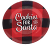 Santa Cookie Plate Melamine Buffalo Plaid Red Black Round Plate, Perfect Christmas Present - 7.5 inchers