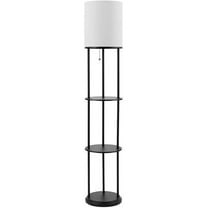 Floor lamp, 57.5 in, Matte Black, Shelves