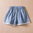 thumbnail image 6 of ZACPNCV Jean Shorts for Girls High Waisted Casual Denim Shorts Elastic Waist Ruffle Shorts Kids Summer Beach Jeans Blue 4-5 Years, 6 of 8