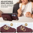 thumbnail image 5 of For Samsung Galaxy A35 5G Case Premium PU Leather Accordion Folding Wallet &Card Holder With RFID Shielding Material With Adjustable Ring Holder And Detachable Crossbody＆Wrist Strap,wine red, 5 of 7