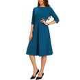 thumbnail image 4 of INSPIRE CHIC Vintage 3/4 Sleeve Dress for Women's Elegant Boat Neck Wear to Work Dress Trendy XS Lake Blue, 4 of 6