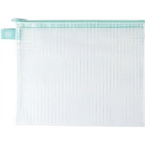 Avery Elle Zippered Vinyl Mesh Pouch-Aqua-Small