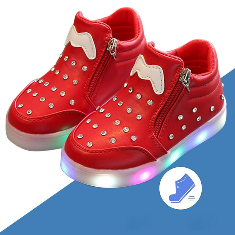 Kid Shoe Laces for Sneakers No Tie Spring and Autumn Korean Version of Big  Children'S Sports Lighting Children'S Shoes Children'S Rhinestone Cartoon  Led Luminous Soft Bottom Girls' Shoes 