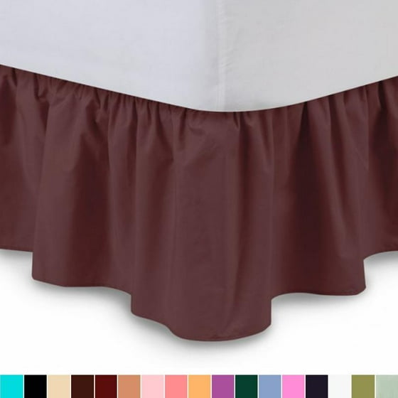 The Great American S 1800 Series Brushed Microfiber 15 Drop The Great American S 1800 Series Brushed Microfiber 15 Drop Ruffle Bed Skirt Queen Burdy Wrap With Platform Easy Fit Gathered Style 3