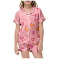 thumbnail image 4 of Girls Silk Pjs Butterfly Graphic Top Shorts Set Summer Pajamas Set Kids Valentines Holiday Pajamas 8-9 Years, 4 of 4