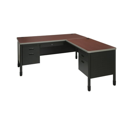 OFM Mesa Series Model 66366R L-Shaped Steel Desk with Single Pedestal Right Return and Laminate Top, Multiple Colors