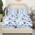 thumbnail image 3 of Erosebridal Blue Starfish Sheet Set Twin,Marine Animal Bedding Sets Twin Size,Sealife Room Decorative,Breathable,3pcs, 3 of 7