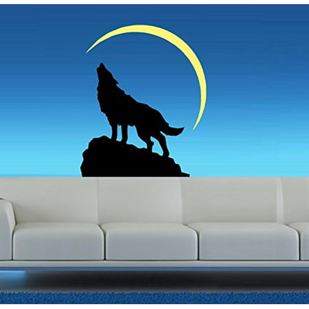 Decal ~ Wolf Howling at Moon: Wall or Window Decal ~ Choose Wall or Auto (Wall 22