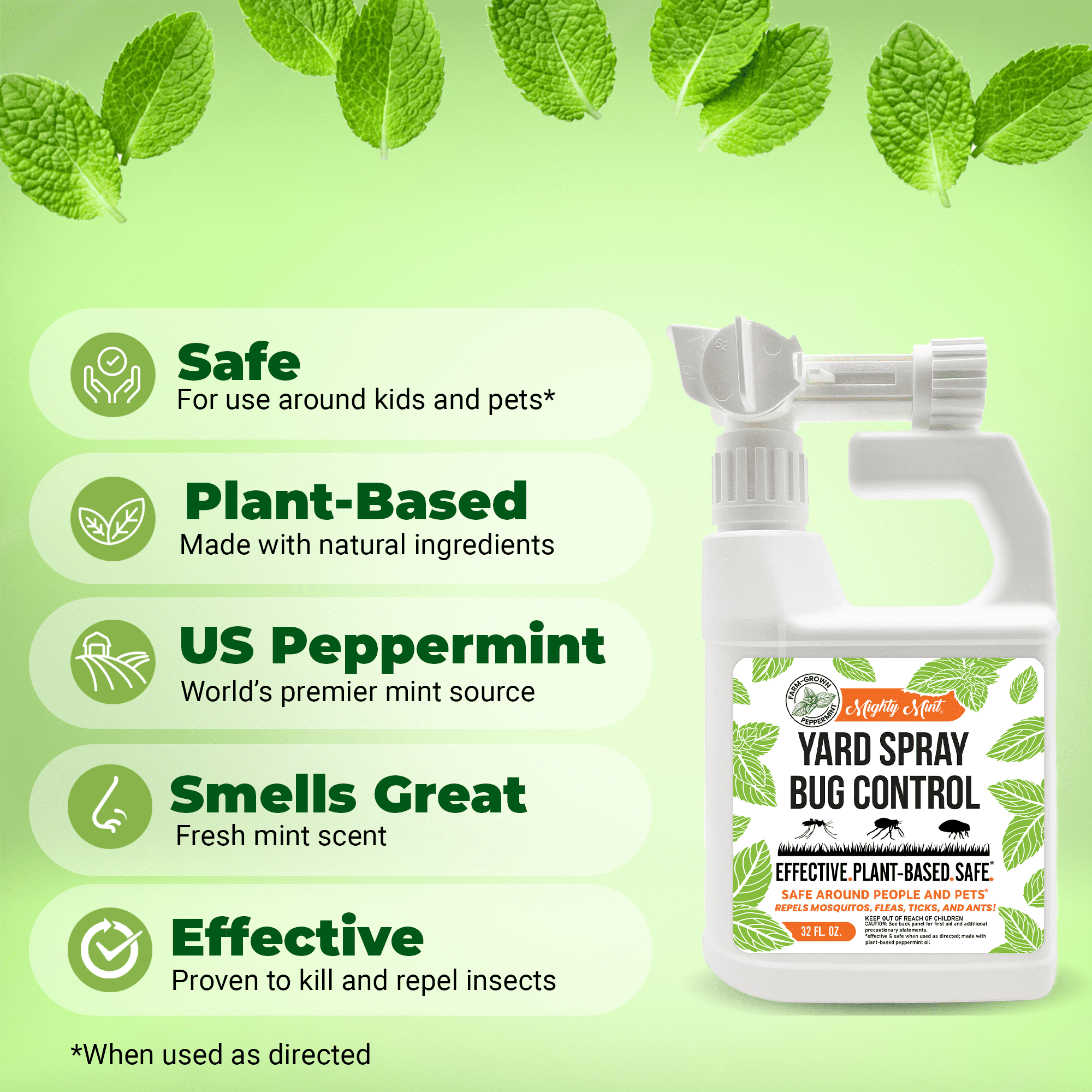 Mighty Mint Lawn Insect Killer & Repellent for Mosquitos, Fleas, and Ticks Yard Spray Bug Control, 32oz