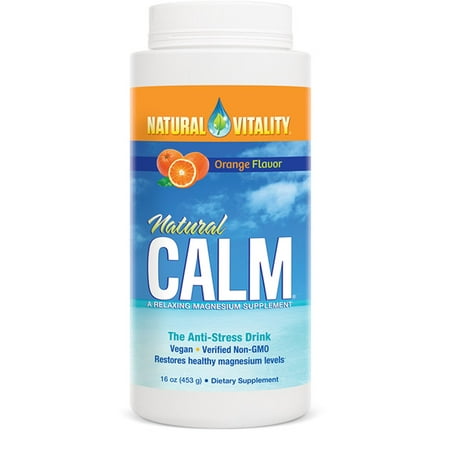 16 Inch Magnesium - Natural Vitality Calm Magnesium Powder, Orange, 16oz