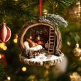 thumbnail image 5 of 2026 Christmas Home Party Decoration Christmas Ornament Flat Acrylic Winter Woodlands Squirrels Snow Forest Hanging Holiday Gift Keepsake Decor For Christmas Tree Wreath Christmas, 5 of 6