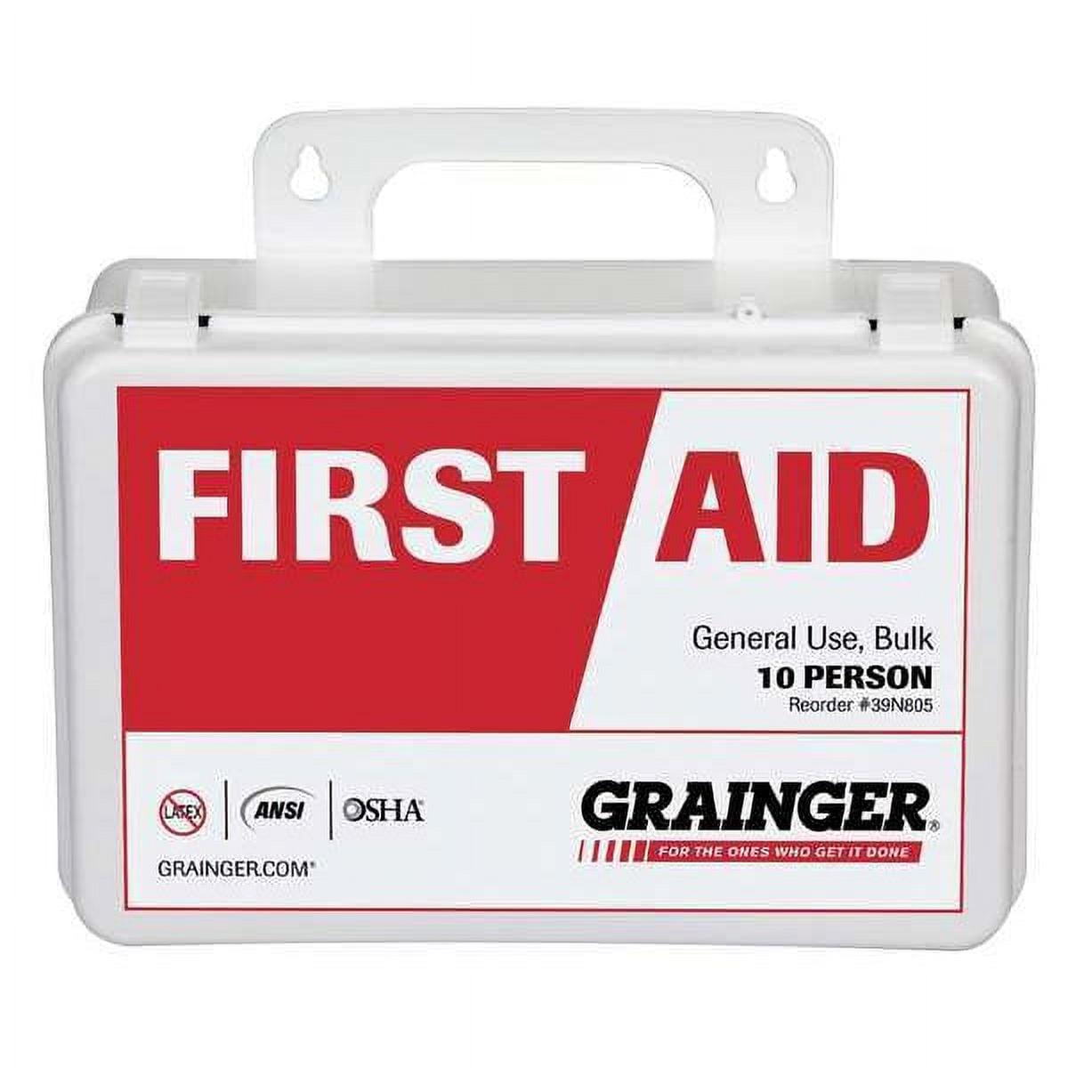 First Aid Kit and Housing, Plastic 65 Components, 10 People Served 54510