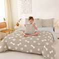 thumbnail image 4 of Homewish White Dog Paw Bone 7pcs Queen Bedding,Beige Bedding Comforter Set Queen,Cute Pet Theme Decor,Light Gray Reversible, 4 of 8