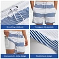 thumbnail image 6 of DAKIMOE Mens Swim Trunks Stretch Water Beach Shorts with Compression Liner 2 in 1 Quick-Dry Swimming Shorts with Zipper Pockets, Blue White Stripes, S, 6 of 8