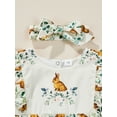 thumbnail image 5 of Kiapeise Newborn Baby Girl Rabbit Playsuit Ruffle Sleeveless Bunny Bodysuit Romper Jumpsuit Headband 2Pcs Easter Outfit Set, 5 of 9