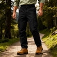 thumbnail image 6 of Mens Cargo Pants Sevevn Button Fly Elastic Side Waist Large Flap Pockets Straight Leg Relaxed Fit Cotton Woven Trousers for Casual Work Daily Wear, 6 of 8