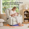 thumbnail image 3 of Dual Motor Power Swivel Rocker Recliner Chair for Adults with Heat and Massage, Electric Wall Hugger Rocking Recliner for Nursery Living Room with LED Lights, USB A&C Ports, 3 of 10