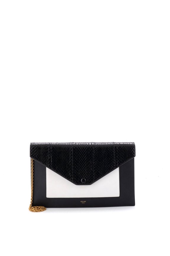 Pre-Owned Pocket Envelope Shoulder Bag Leather with Python Medium By Rebag