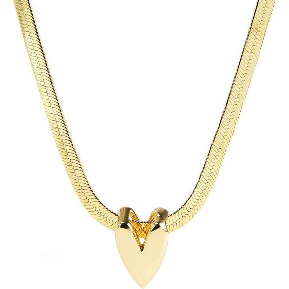shiyou-gold/silver flat snake choke necklace snake lover heart chain necklace for women girl Snake chain