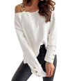 thumbnail image 1 of Gibobby Blusas Elegantes Para Mujer de manga larga de otoño e invierno para mujer con botones estampados en el cuello（Blanco， XL), 1 of 5