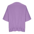 thumbnail image 5 of Xdegoge Short Batwing Sleeve Blouses for Women Cotton Linen Round Neck Summer Tops Casual Elastic Waist Relaxed Fit Shirts Lightweight Breathable Boho Style Tunic Tops for Women, 5 of 9