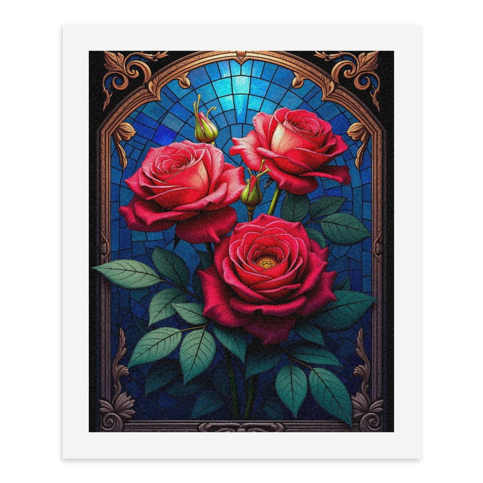 Paint By Numbers Kit for Adults Beginner - Rose Stained Glass Art Floral DIY Canvas Painting Kits for Adults, Frameless Paint By Number for Adults for Home Wall Decor 16x20 Inch