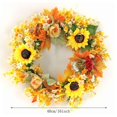 thumbnail image 2 of Corona de calabaza y girasol de otoño de 16 pulgadas, Compatible con puerta delantera, pared, ventana, fiesta de boda, casa de campo, gracias, 2 of 5
