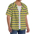 thumbnail image 4 of Gaeub Mardi Gras Purple Yellow Plaid Men's Lapel Short Sleeve Shirt, Relaxed Fit Shirt, Soft and Breathable for Outdoors Party Travel - 4X-Large, 4 of 7