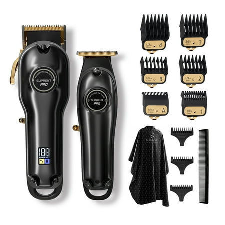 Professional Hair Clipper for Men Barber Hair Clipper Set Heavy Duty Motor with Titanium Plated Blade Mens Cordless Hair Clippers Set for Barbers (Black)