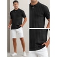 thumbnail image 4 of DARING DIVA Men's Short Sleeve Button Regular Fit Knit Texture Polo Shirt XXL Black, 4 of 5