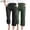 Black & Army Green, variant on ibuvkizy Cotton Linen Capris Pants for Women Wide Leg Pants Woman,2PC Fashion Womens Casual Solid Color Elastic Loose Pants Straight Wide Leg Trousers with Pocket