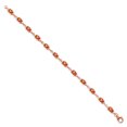 thumbnail image 3 of Gem Stone King 18K Rose Gold Plated Silver Orange Sapphire and White Moissanite Tennis Bracelet for Women (7.51 Cttw, Gemstone Birthstone, Oval 6X4MM, 6.5 inch), 3 of 5