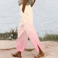 thumbnail image 2 of Sentmoon Lounge Pants Women Solid Color Drawstring Elastic Waist Sweat Pants Women Oversized Relaxed Fit Linen Straight Leg Summer Beach Pants for Women with Pocket for Work and Office, 2 of 6