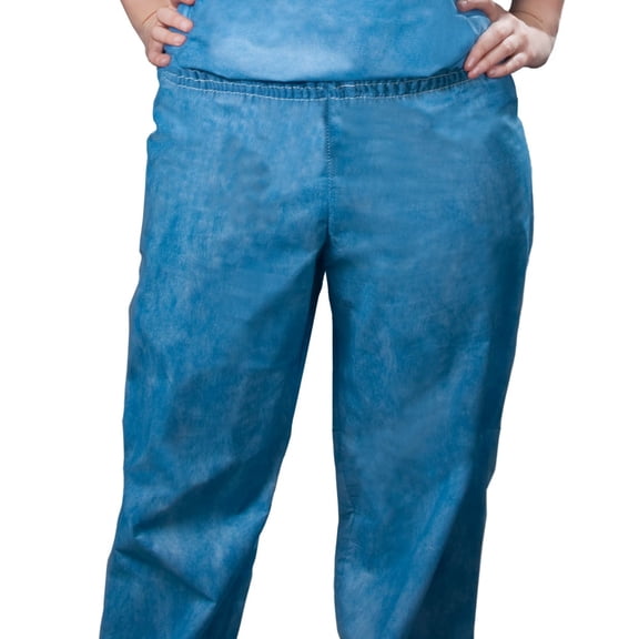 Tronex SMS660 Disposable Scrub Pants, Fluid-Resistant, Blue, Medium, Case of 50