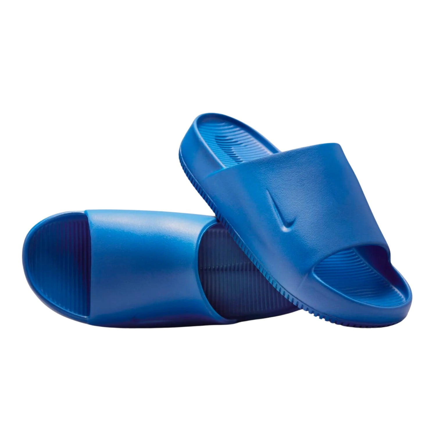 black and blue nike slides
