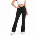 thumbnail image 2 of Timegard Pants for Women Drawstring Ruched High Waist Flare Leggings Casual Fitting Workout Yoga Pants, 2 of 9