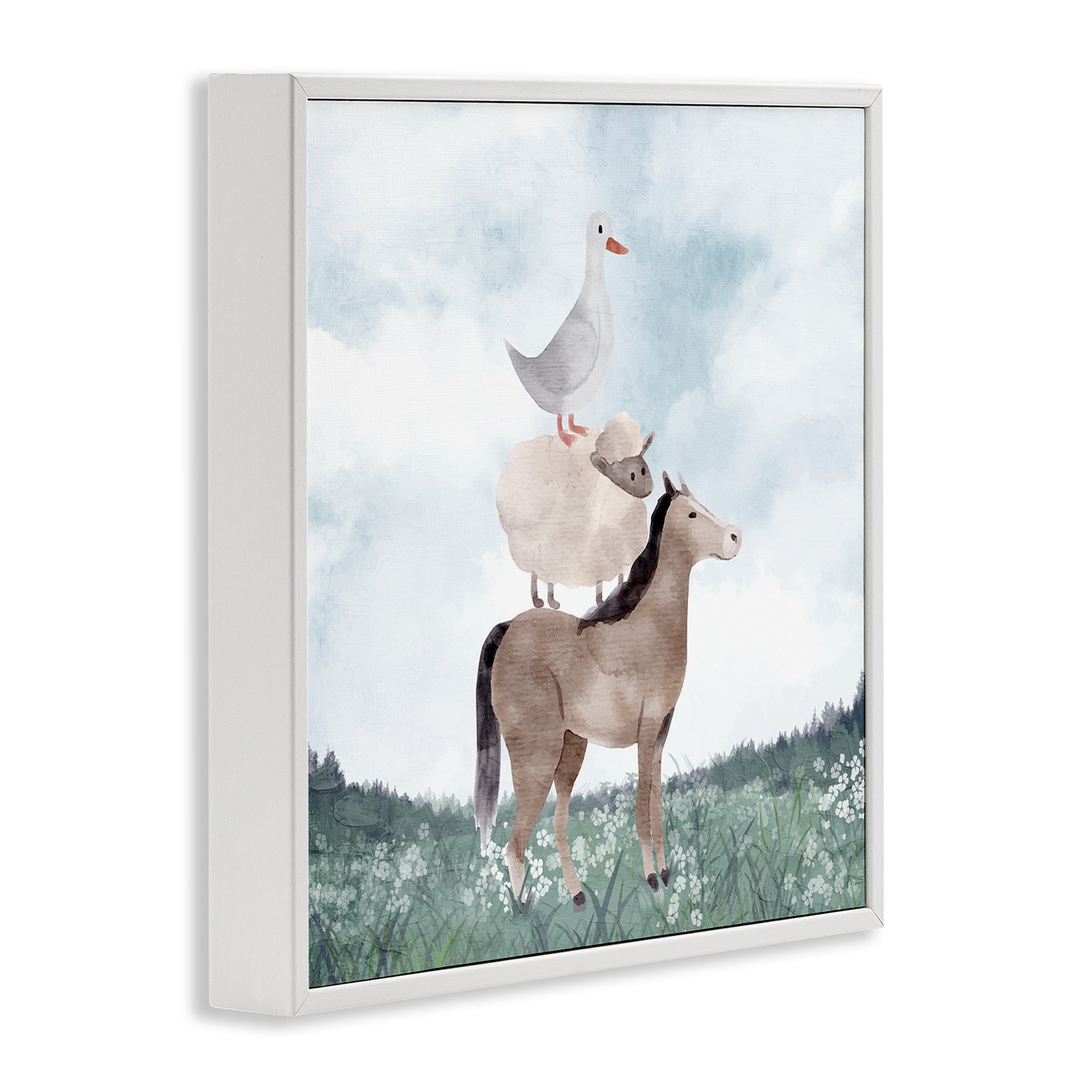 Stupell Industries Muted Blue Sky Farm White Framed Giclee Art, design by Kim Allen