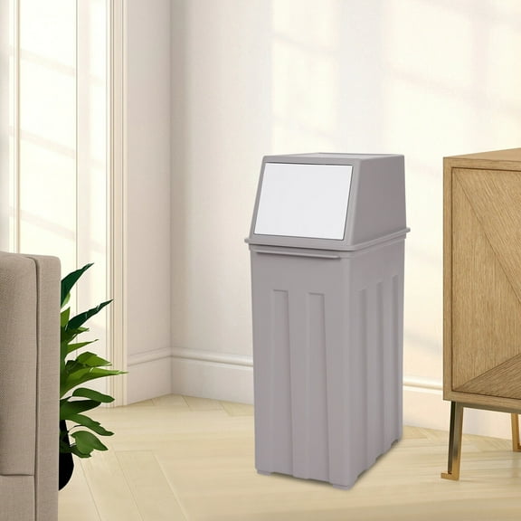 8Gal Slim Trash Can,  PP Material, 7.48x5.71in Narrow Opening & Hinged Flap, for Kitchens/Offices
