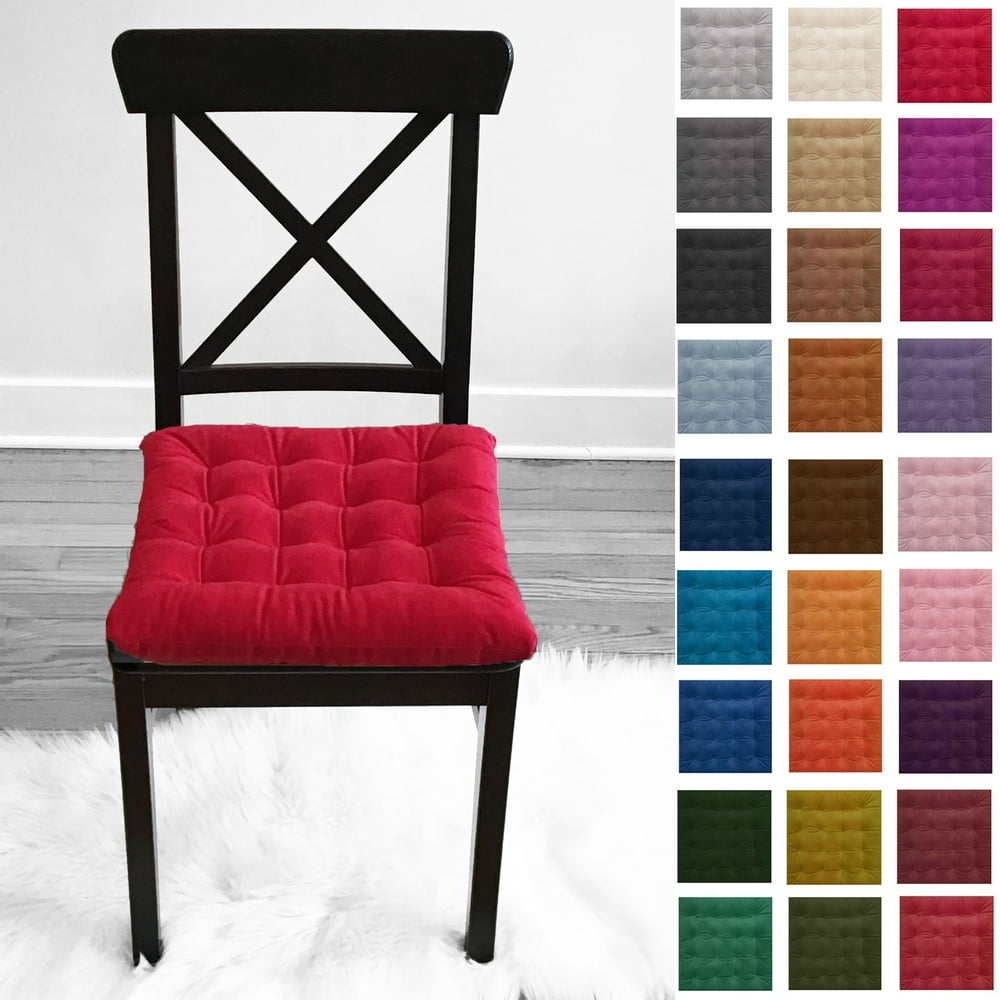 Infinity Collection Square Tufted Velvet Plush Chair Pad/Cushion for Kitchen Bar Stool Dining 