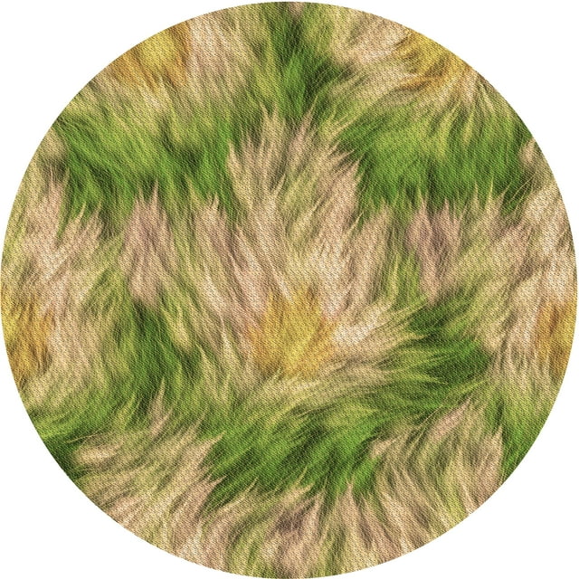 Ahgly Tapis Rond Lavable en Machine Intérieur Transitionnel GoldenRod Or, 3 Pieds Rond