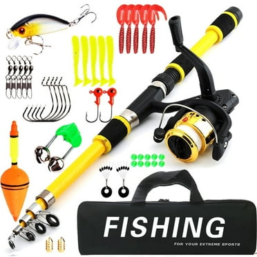 Jercoda Fishing Pole and Reel Cambo Set, Portable Telescopic Fishing Rod Kit for Beginners Youth