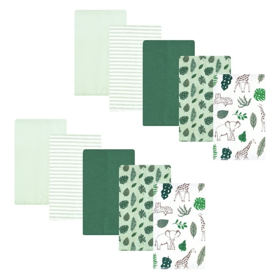 Hudson Baby Flannel Burp Cloth 10pk, Jungle, One Size