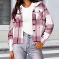 thumbnail image 2 of Flannel Jacket for Women Trendy Fleece Lined Button Down Plaid Shacket Long Sleeve Hooded Jackets Fall Winter Pocket Coat, 2 of 5