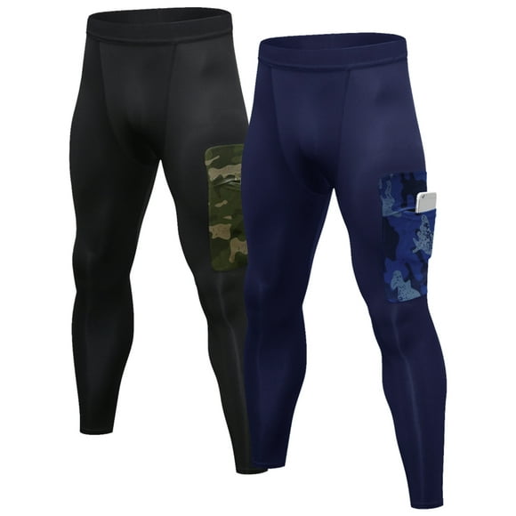 2 Pack Men Pants Quick Dry Sports Fitness Workout Running Jogging Baselayer Leggings Tights