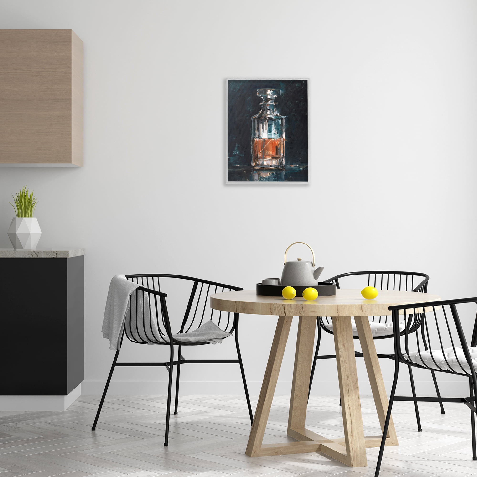 Stupell Industries Bar Whiskey Decanter Food & Beverage Painting Gray Framed Art Print Wall Art, 16 x 20