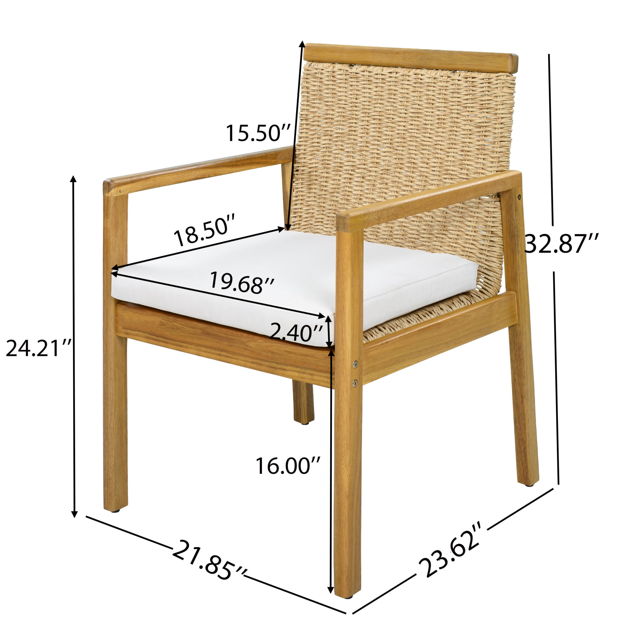 Christopher Knight Home 5-Piece Coastal Outdoor Wood Dining Set, Teak Oval Table and Natural Wicker Chairs